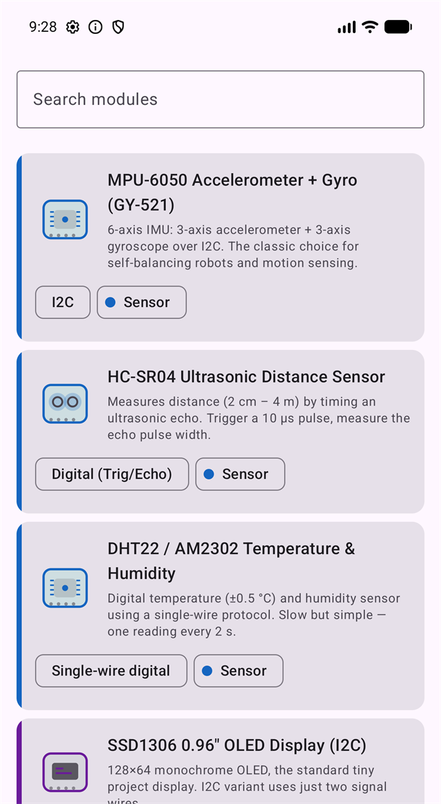 Robot Maker Toolkit — modules list